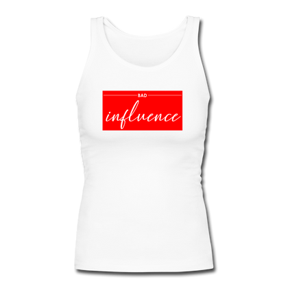 Bad Influence Women's Longer Length Fitted Tank - white