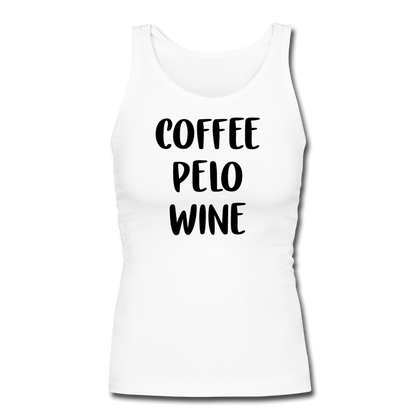 Coffee Pelo Wine Women's Longer Length Fitted Tank - white