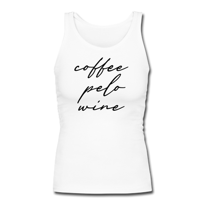 Coffee Pelo Wine Women's Longer Length Fitted Tank - white