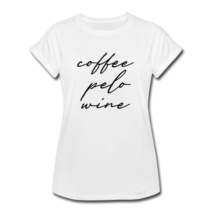 Coffee Pelo Wine Women's Relaxed Fit T-Shirt - white