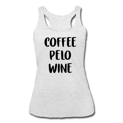 Coffee Pelo Wine Women’s Tri-Blend Racerback Tank - heather white