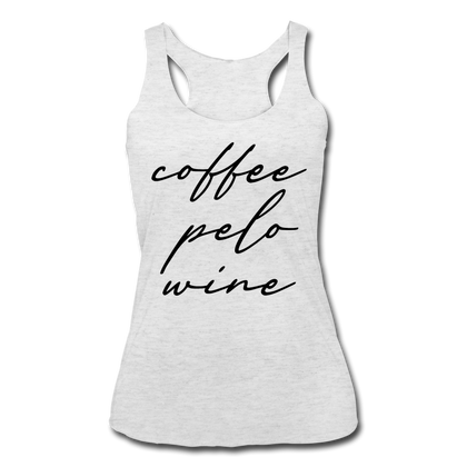 Coffee Pelo Wine Women’s Tri-Blend Racerback Tank - heather white