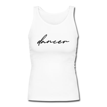 Dancer Women's Longer Length Fitted Tank - white