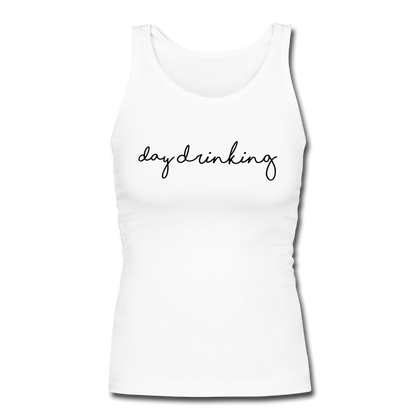 Day Drinking Women's Longer Length Fitted Tank - white