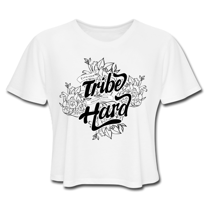 Find Your Tribe and Love Them Hard Women's Cropped T-Shirt - white