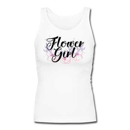 Flower Girl Women's Longer Length Fitted Tank - white