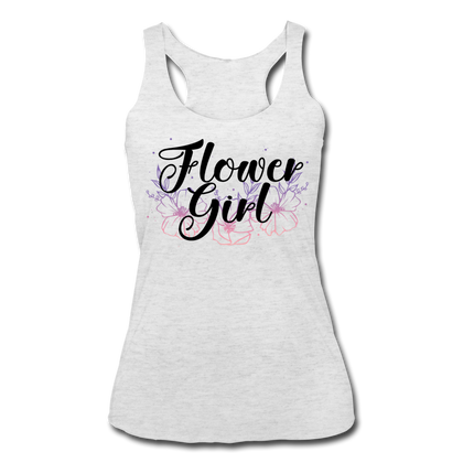 Flower Girl Women’s Tri-Blend Racerback Tank - heather white