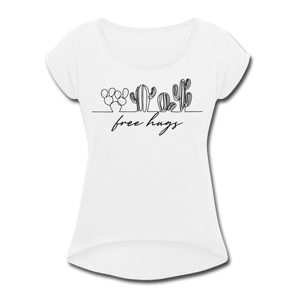 Free Hugs Women's Roll Cuff T-Shirt - white