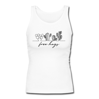 Free Hugs Women's Longer Length Fitted Tank - white