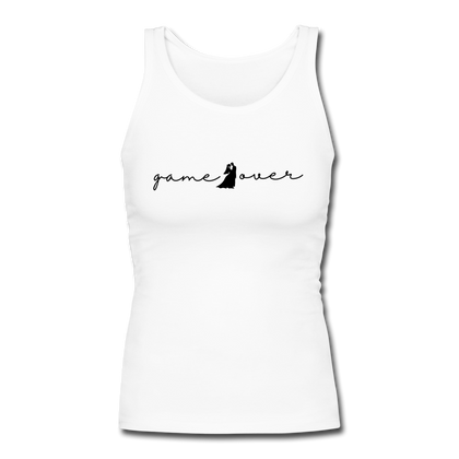 Game Over Women's Longer Length Fitted Tank - white