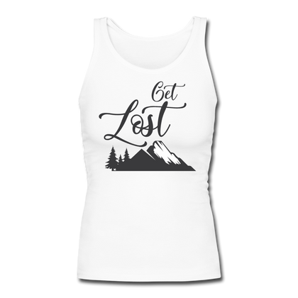 Get Lost Women's Longer Length Fitted Tank - white