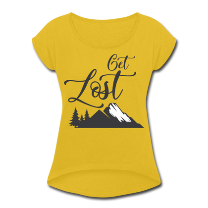 Get Lost Women's Roll Cuff T-Shirt - mustard yellow