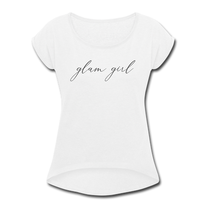 Glam Girl Women's Roll Cuff T-Shirt - white