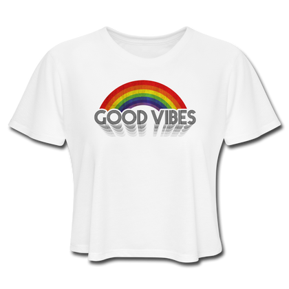 Good Vibes Women's Cropped T-Shirt - white