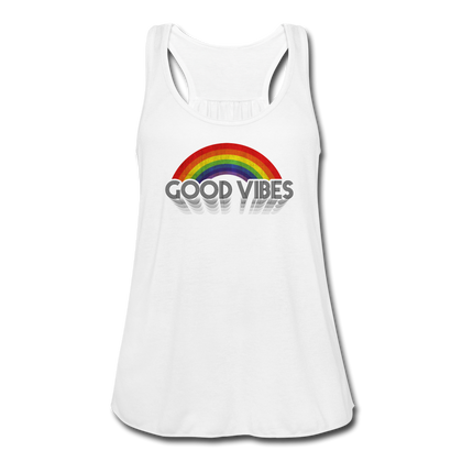 Good Vibes Women's Flowy Tank Top - white