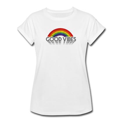 Good Vibes Women's Relaxed Fit T-Shirt - white