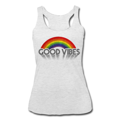 Good Vibes Women’s Tri-Blend Racerback Tank - heather white