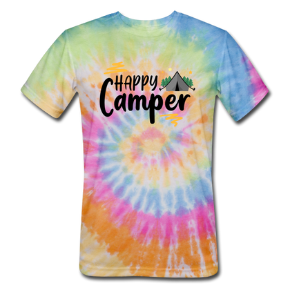 Happy Camper Unisex Tie Dye T-Shirt - rainbow