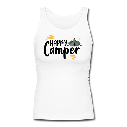 Happy Camper Women's Longer Length Fitted Tank - white