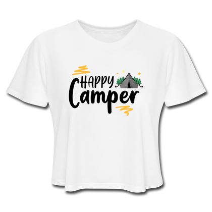 Happy Camper Women's Cropped T-Shirt - white