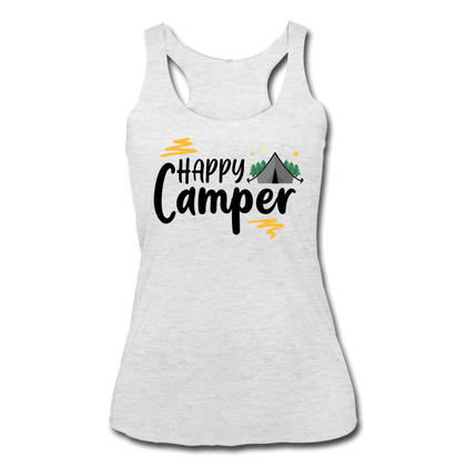 Happy Camper Women’s Tri-Blend Racerback Tank - heather white