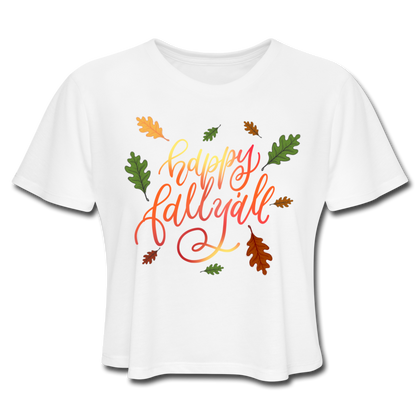 Happy Fall Y'all Women's Cropped T-Shirt - white