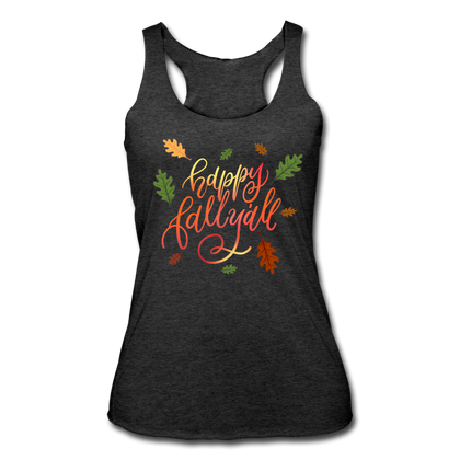 Happy Fall Y'all Women’s Tri-Blend Racerback Tank - heather black