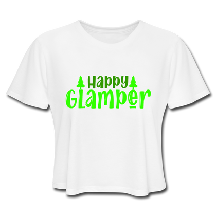 Happy Glamper Women's Cropped T-Shirt - white