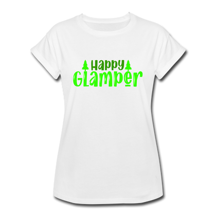 Happy Glamper Women's Relaxed Fit T-Shirt - white