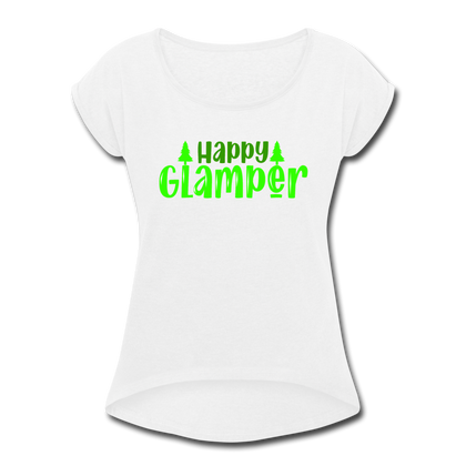 Happy Glamper Women's Roll Cuff T-Shirt - white