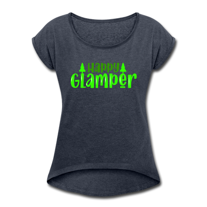 Happy Glamper Women's Roll Cuff T-Shirt - navy heather