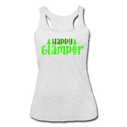 Happy Glamper Women’s Tri-Blend Racerback Tank - heather white