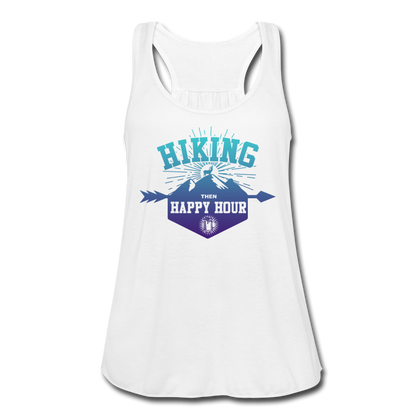 Hiking Then Happy Hour Women's Flowy Tank Top - white