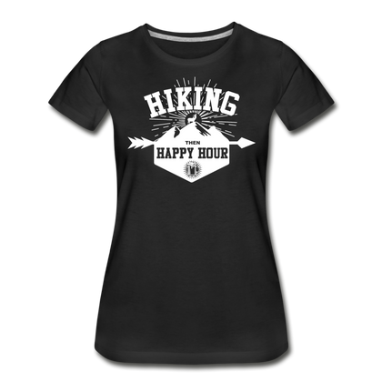 Hiking Then Happy Hour Women’s Premium Organic T-Shirt - black