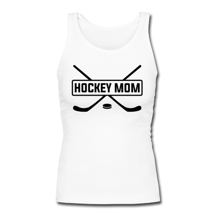 Hockey Mom Women's Longer Length Fitted Tank - white