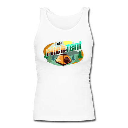 I Can Pitch A Tent Women's Longer Length Fitted Tank - white