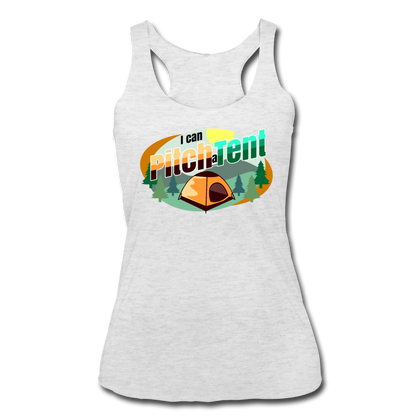 I Can Pitch A Tent Women’s Tri-Blend Racerback Tank - heather white