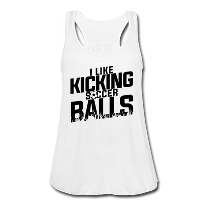 I Like Kicking Soccer Balls Women's Flowy Tank Top - white