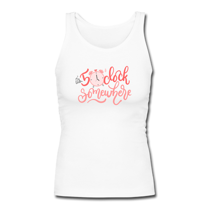 It's 5 o'clock Somewhere Women's Longer Length Fitted Tank - white