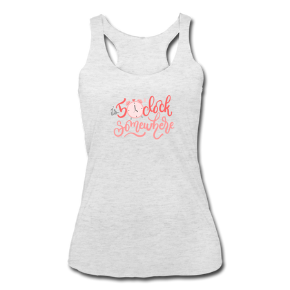 It's 5 o'clock Somewhere Women’s Tri-Blend Racerback Tank - heather white