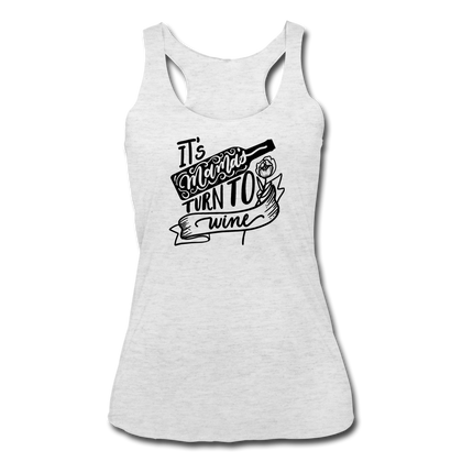 It's Mama's Turn to Wine Women’s Tri-Blend Racerback Tank - heather white