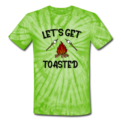 Let's Get Toasted Unisex Tie Dye T-Shirt - spider lime green