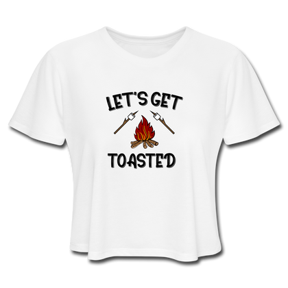 Let's Get Toasted Women's Cropped T-Shirt - white