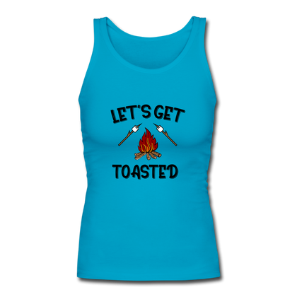 Let's Get Toasted Women's Longer Length Fitted Tank - turquoise