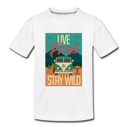 Live Free Stay Wild Toddler Premium Organic T-Shirt - white