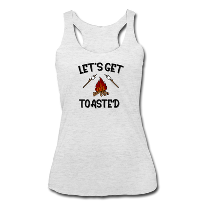 Let's Get Toasted Women’s Tri-Blend Racerback Tank - heather white