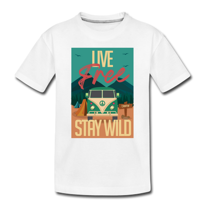 Live Free Stay Wild Kid’s Premium Organic T-Shirt - white