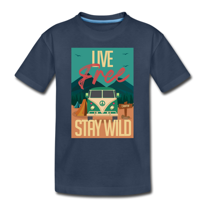 Live Free Stay Wild Kid’s Premium Organic T-Shirt - navy