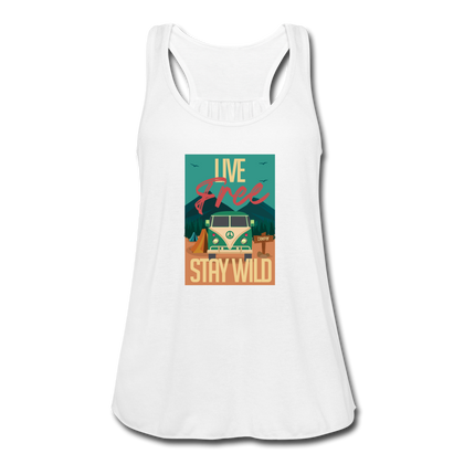 Live Free Stay Wild Women's Flowy Tank Top - white