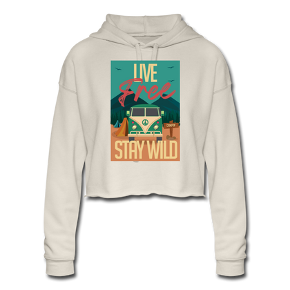 Live Free Stay Wild Women's Cropped Hoodie - dust